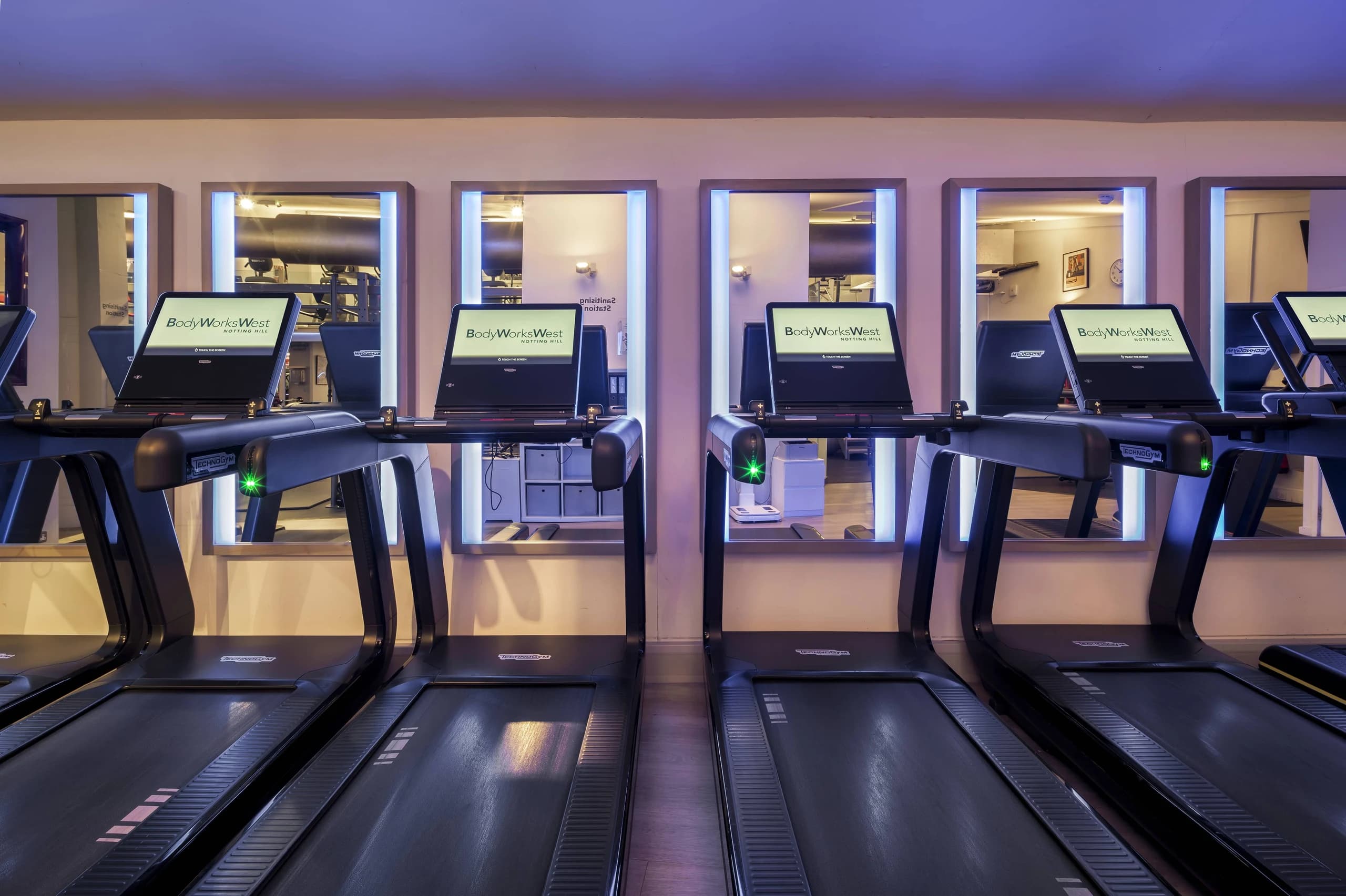 Row of treadmills at Body Works West