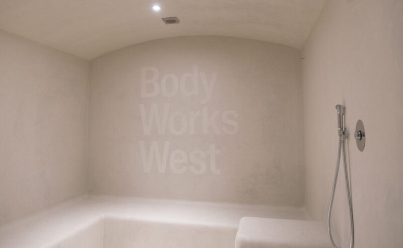 Calm and serene Microcement steam room